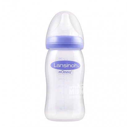 Lansinoh US mOmma seri gelombang alami botol susu pp 240ml versi 0-6 b...
