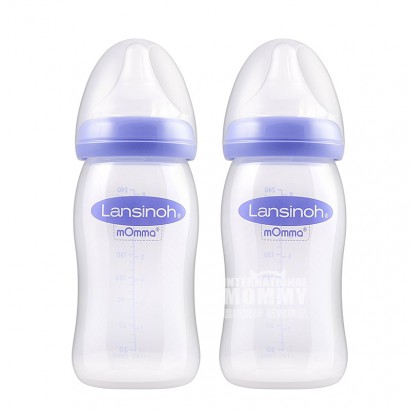 Lansinoh US mOmma seri gelombang alami botol susu pp 240ml * 2 buah ve...