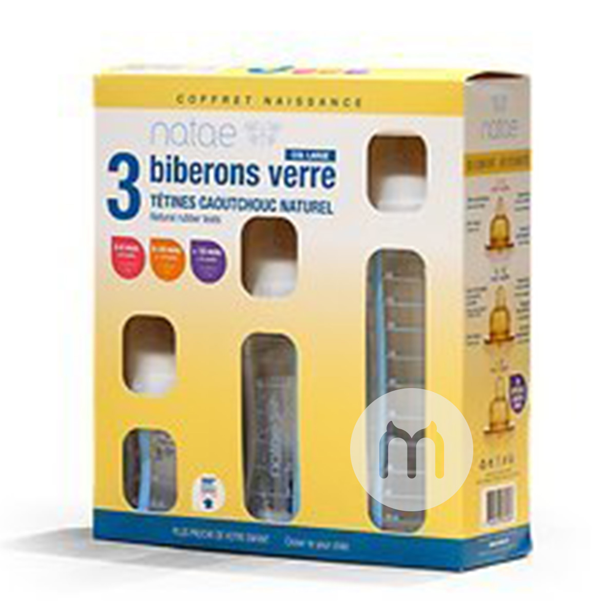 Natae France Natae mulut lebar botol susu kaca puting 3pcs edisi luar ...