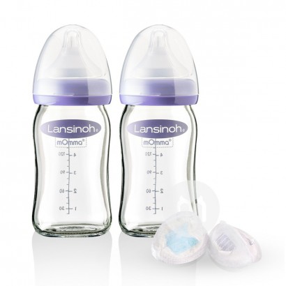botol susu kaca Lansinoh Amerika 160ml + pad anti-galaktore sekali pak...