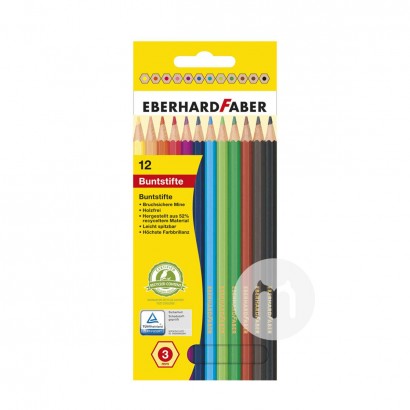 EBERHARD FABER Jerman EBERHARD FABER Anak-anak Hexagon Crayons 12 Pack...