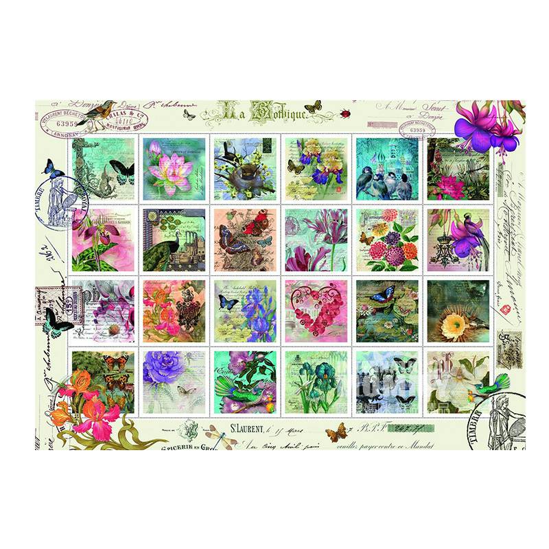 Puzzle Koleksi Perangko Bunga Jerman Ravensburger Versi Luar Negeri