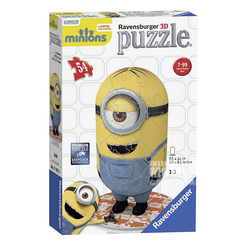 Ravensburger Jerman 3D biru overall pria kuning kecil puzzle versi luar negeri