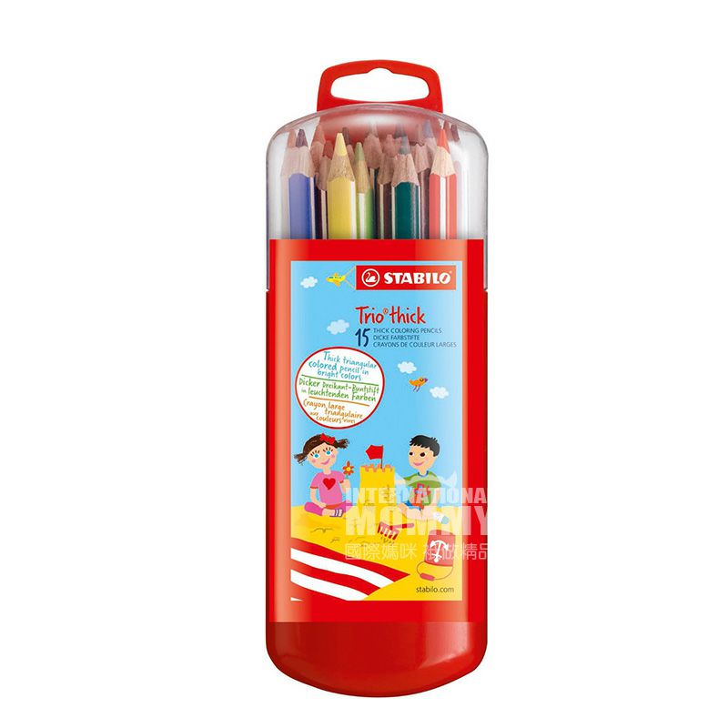 STABILO Trio Jerman 15 krayon segitiga tebal edisi luar negeri