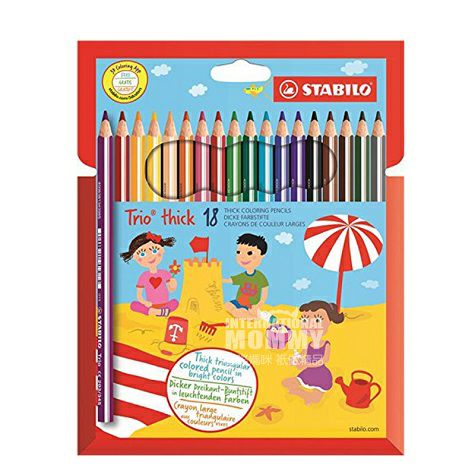 STABILO Trio Jerman 18 krayon tebal segitiga edisi luar negeri