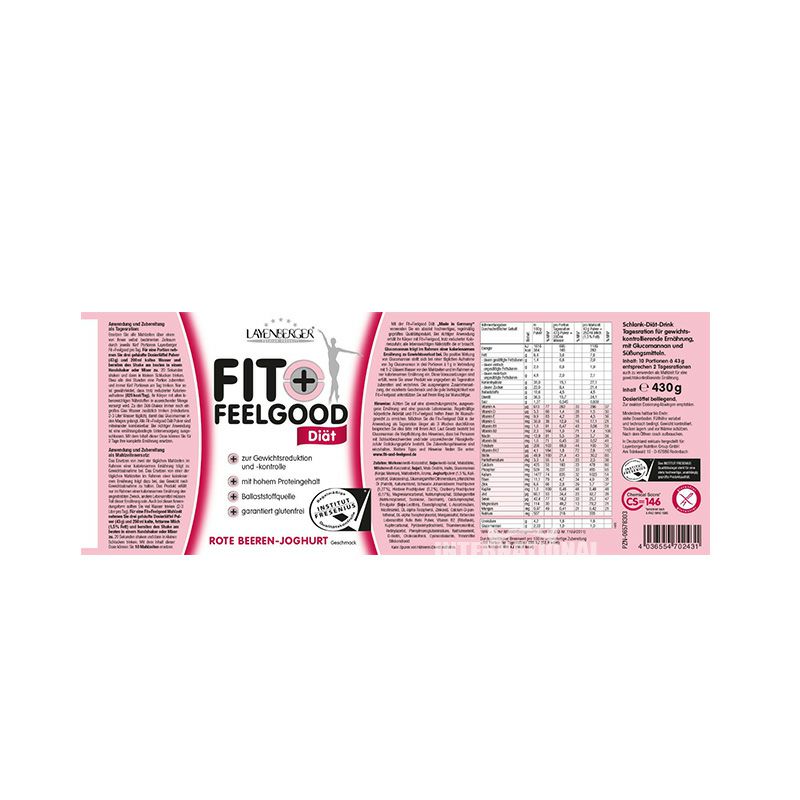 LAYENBERGER Seri FFG Jerman cranberry yogurt bubuk pengganti makanan sehat versi luar negeri