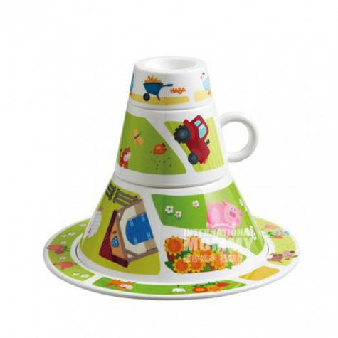 HABA tumpukan peralatan makan pertanian anak-anak Jerman surga empat p...