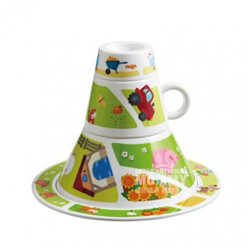 HABA tumpukan peralatan makan pertanian anak-anak Jerman surga empat potong edisi luar negeri