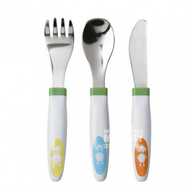 EMSA Jerman Anak-anak Stainless Steel Pisau Sendok Garpu Alat Pelatihan Makanan Tambahan Versi Luar Negeri