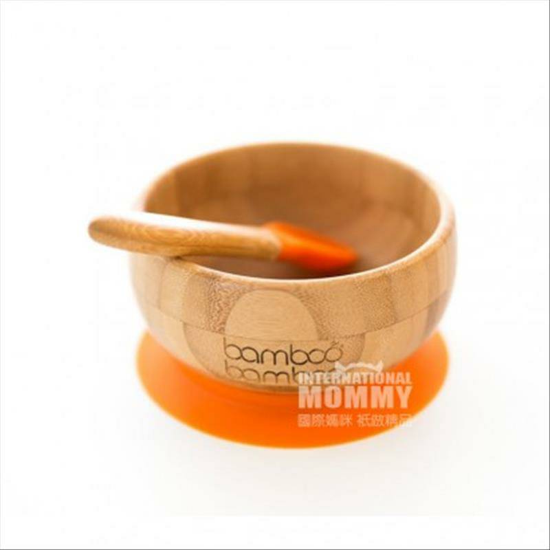 Bamboo Mangkuk pengisap bayi dari Bambu Inggris dengan sendok versi luar negeri