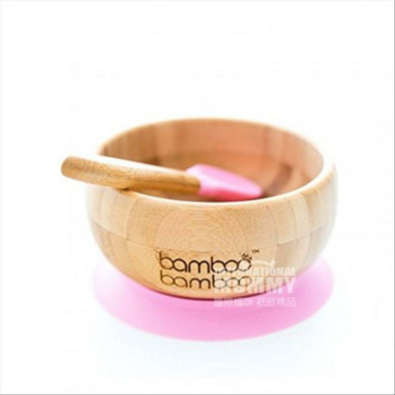 Bamboo Mangkuk pengisap bayi dari Bambu Inggris dengan sendok versi luar negeri