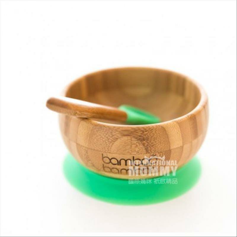 Bamboo Mangkuk pengisap bayi dari Bambu Inggris dengan sendok versi luar negeri
