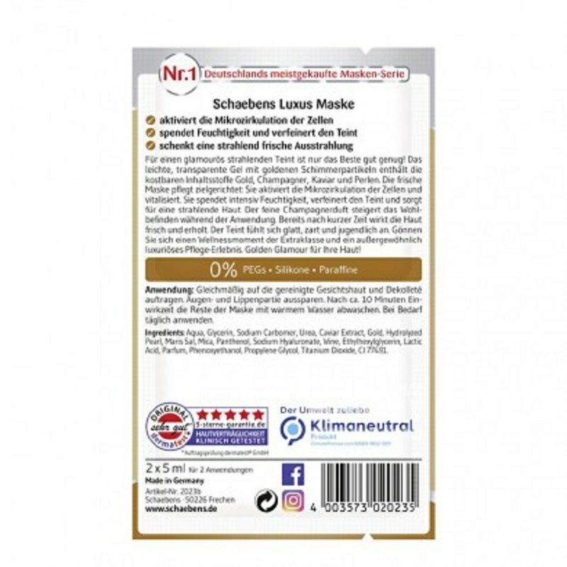 Schaebens Topeng Kaviar Sampanye Emas Jerman * 10 Versi Luar Negeri (2 paket diskon)