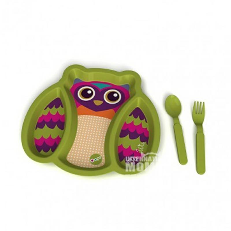 Oops Swiss Ups bentuk hewan sendok garpu piring bayi set versi luar negeri