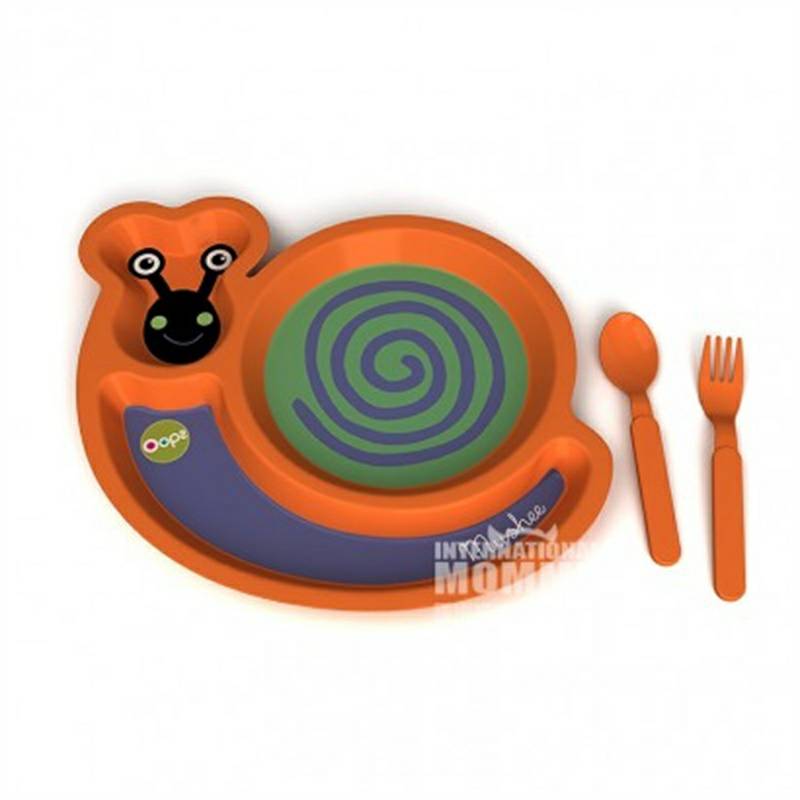 Oops Swiss Ups bentuk hewan sendok garpu piring bayi set versi luar negeri