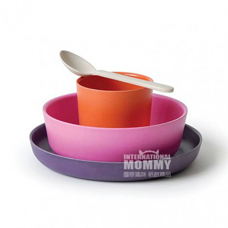 BIOBU by EKOBO Set Peralatan Makan Serat Bambu Alami Perancis Versi Luar Negeri