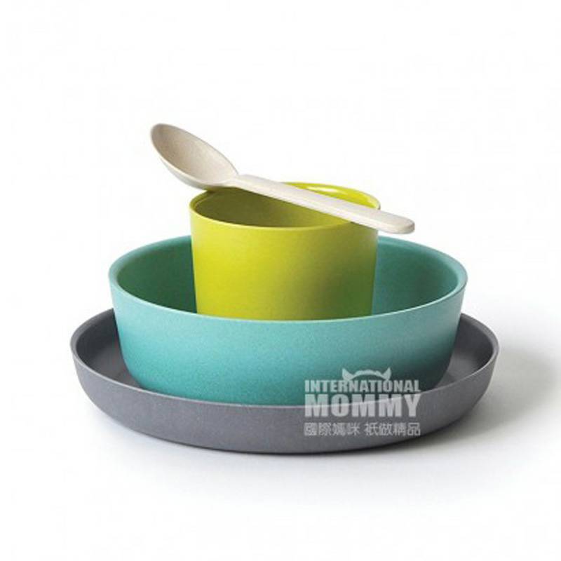 BIOBU by EKOBO Set Peralatan Makan Serat Bambu Alami Perancis Versi Luar Negeri