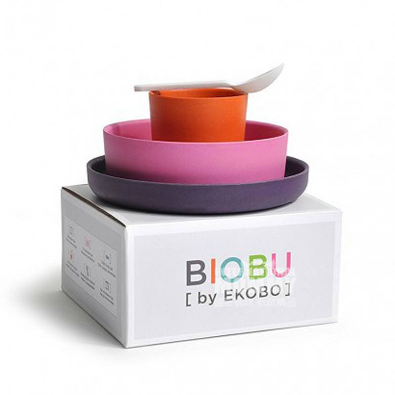 BIOBU by EKOBO Set Peralatan Makan Serat Bambu Alami Perancis Versi Luar Negeri