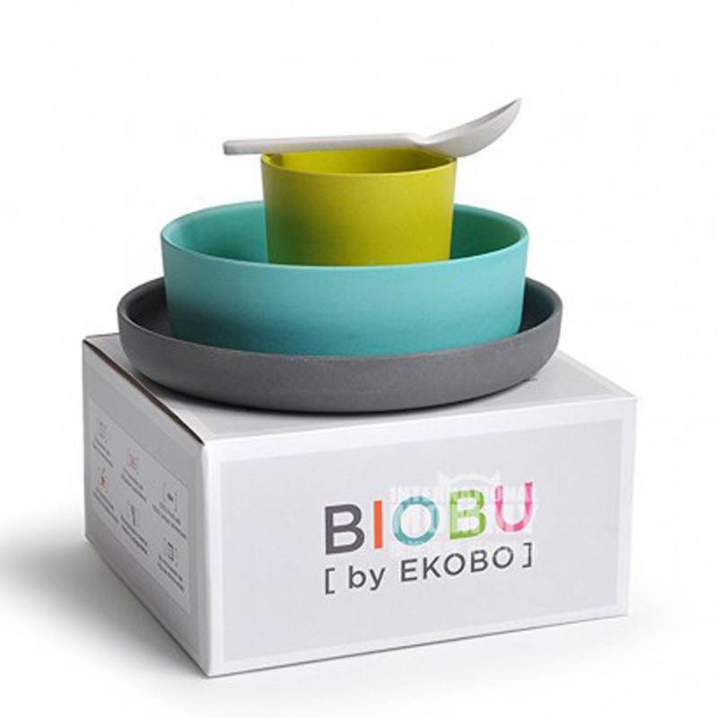 BIOBU by EKOBO Set Peralatan Makan Serat Bambu Alami Perancis Versi Luar Negeri
