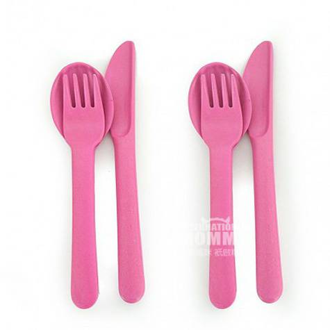 BIOBU by EKOBO French Natural Bamboo Fiber Knife Sendok Garpu * 2 Vers...