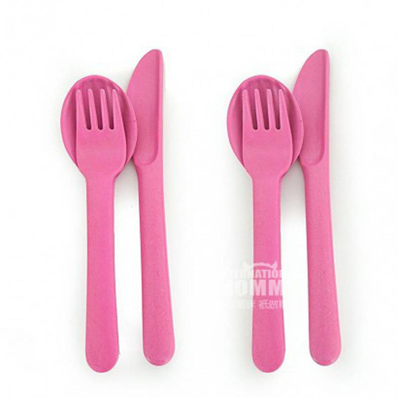 BIOBU by EKOBO French Natural Bamboo Fiber Knife Sendok Garpu * 2 Versi Luar Negeri