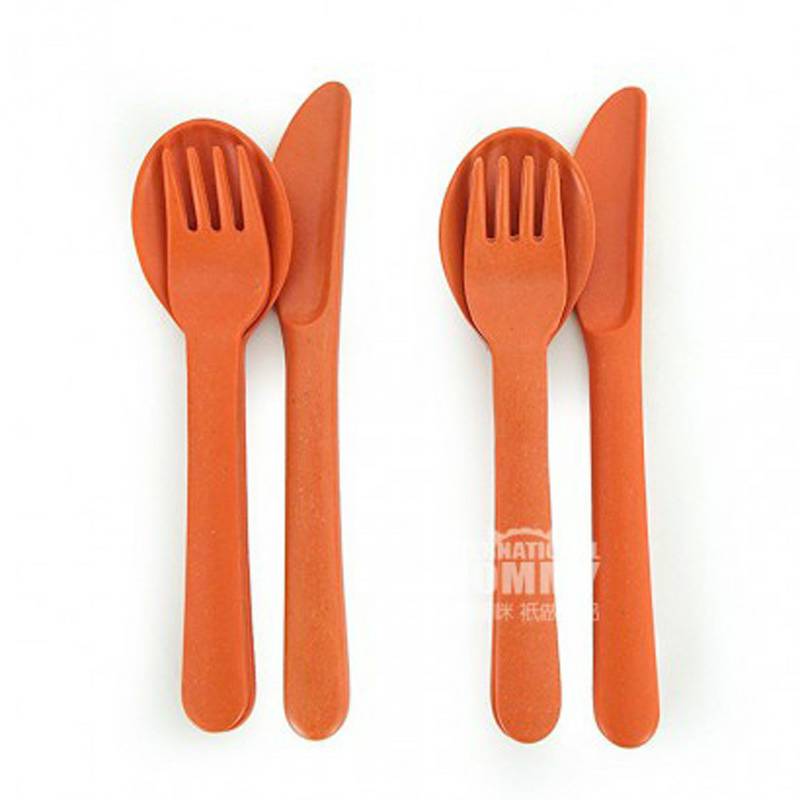 BIOBU by EKOBO French Natural Bamboo Fiber Knife Sendok Garpu * 2 Versi Luar Negeri