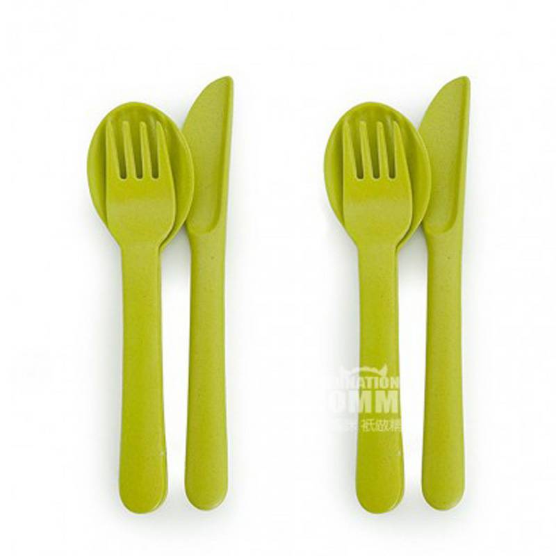 BIOBU by EKOBO French Natural Bamboo Fiber Knife Sendok Garpu * 2 Versi Luar Negeri