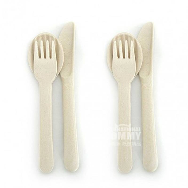 BIOBU by EKOBO French Natural Bamboo Fiber Knife Sendok Garpu * 2 Versi Luar Negeri