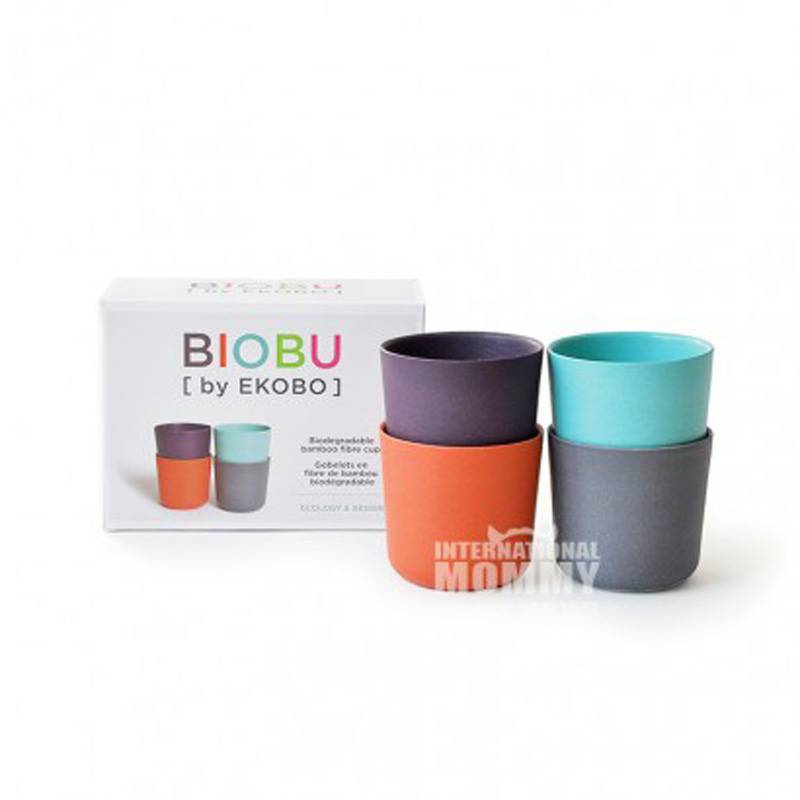BIOBU by EKOBO Piala Warna Serat Bambu Alami Prancis Set Versi Luar Negeri