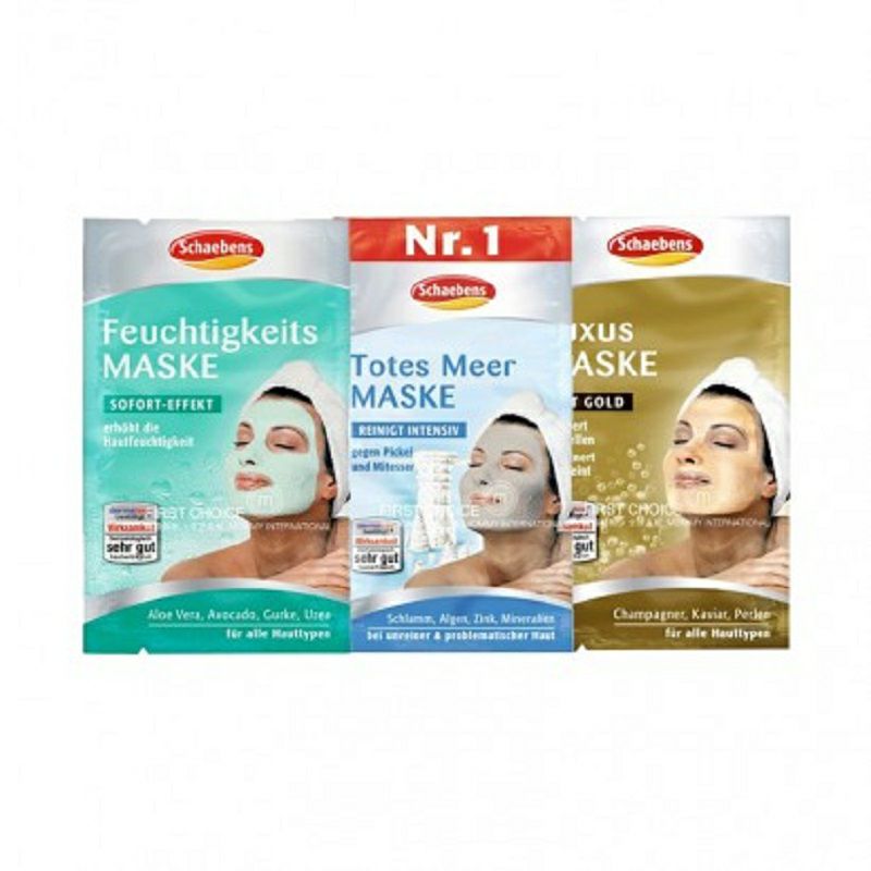 [30 pieces] Schaebens German Gold Champagne Masker Kaviar * 10 + Masker Lumpur Laut Mati * 10 + Masker Pelembab * 10 Ver