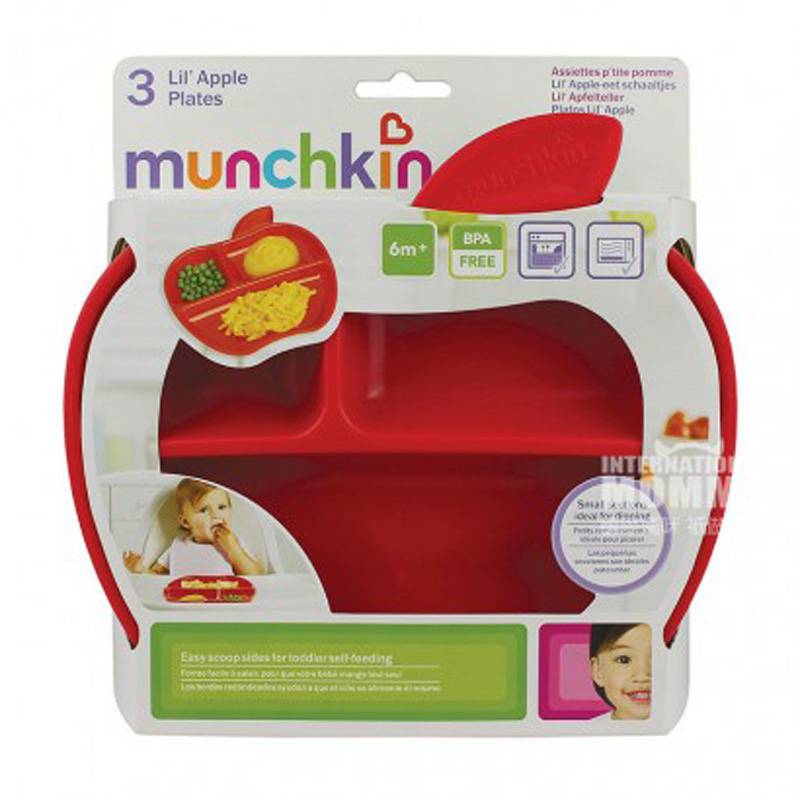 Munchkin American Baby Three-Grid Apple Dinner Plate Versi Luar Negeri