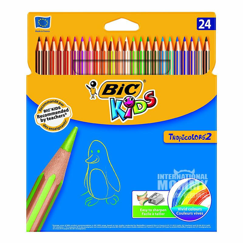 BIC KIDS Grafiti bayi 24 warna krayon Perancis yang tidak beracun dan hambar versi luar negeri