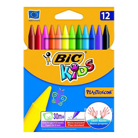BIC KIDS Graffiti 12-warna krayon non-toksik versi dicuci dari luar ne...