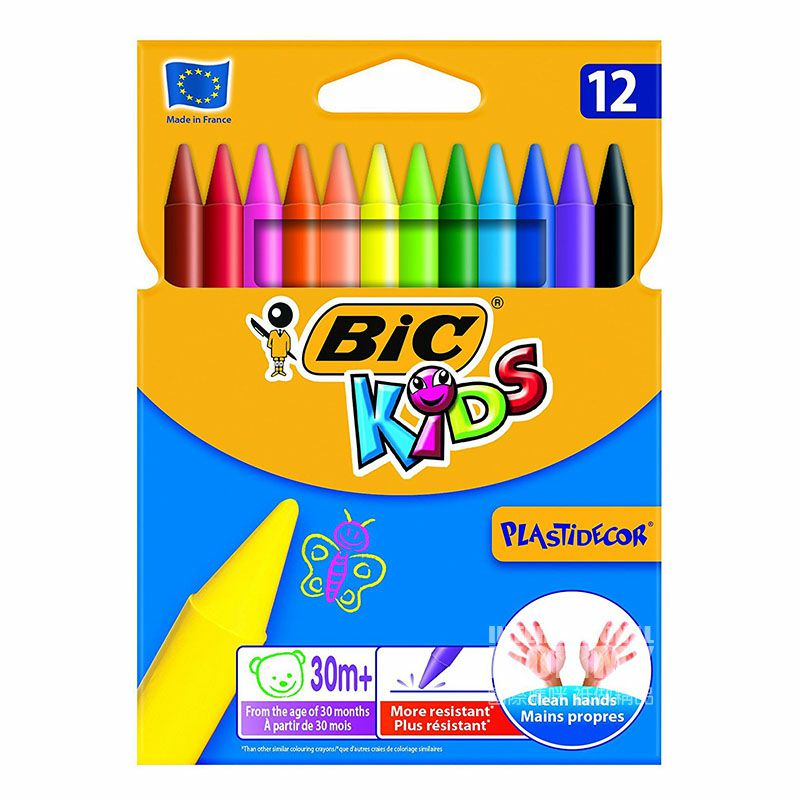 BIC KIDS Graffiti 12-warna krayon non-toksik versi dicuci dari luar negeri