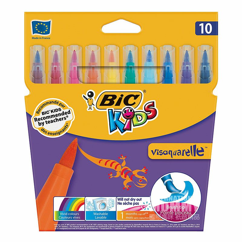 BIC KIDS Perancis tidak beracun Graffiti bayi tanpa rasa 10 warna pena warna air di luar negeri versi