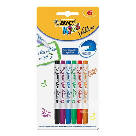 BIC KIDS Bayi Perancis Pen Papan Putih Mini Warna 6 potongan dalam ver...
