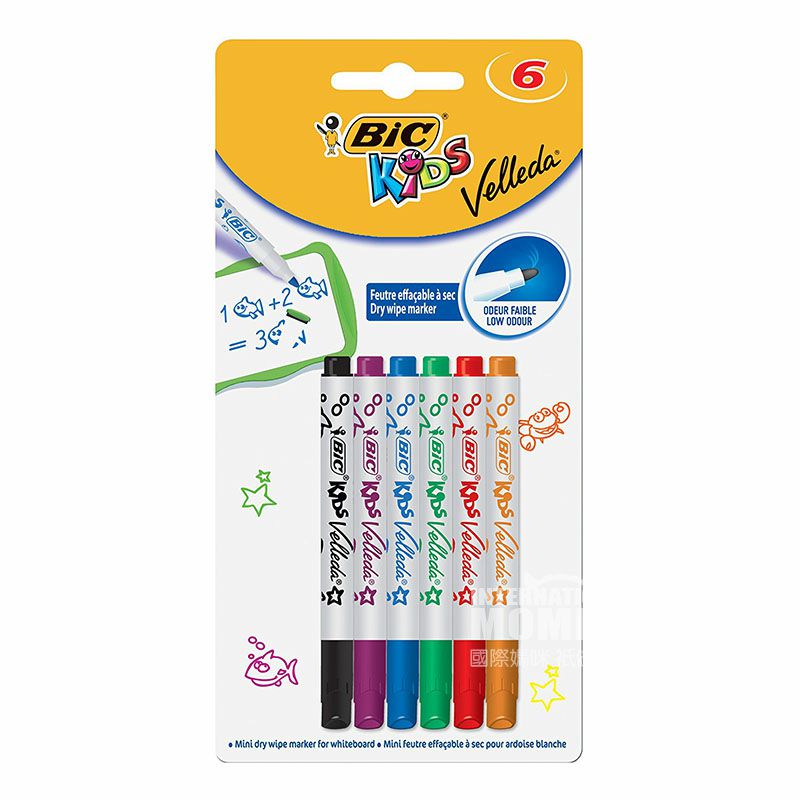 BIC KIDS Bayi Perancis Pen Papan Putih Mini Warna 6 potongan dalam versi luar negeri