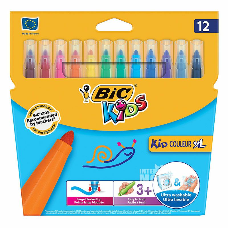 BIC KIDS Grafiti bayi tanpa rasa beracun Perancis 12 warna pena warna air versi luar negeri selama 3 tahun