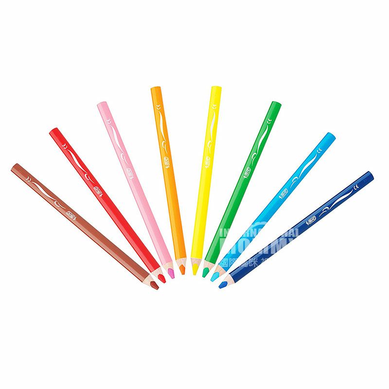 BIC KIDS Pensil bayi Prancis non-toksik dan hambar grafiti 8 warna + rautan versi luar negeri
