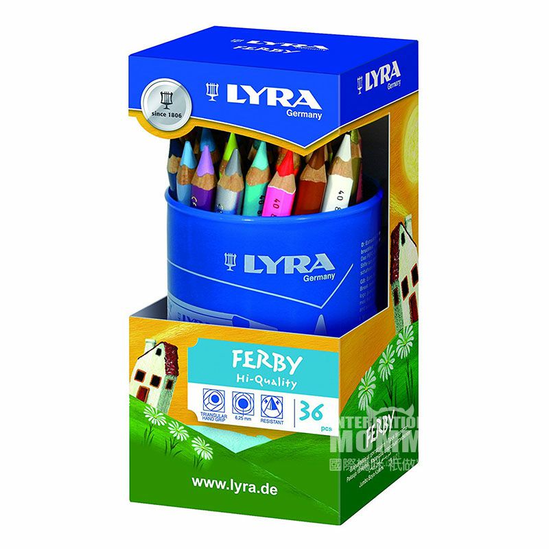 LYRA ember besi anak-anak Jerman pensil warna yang larut dalam air 36 bungkus edisi luar negeri