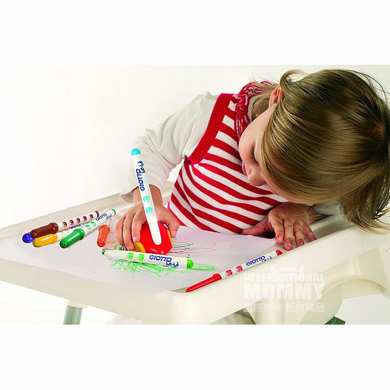 GIOTTO Italy GIOTTO anak-anak tidak beracun 8 warna lukisan cat air pena dengan telur - berbentuk pemegang pena Versi lu