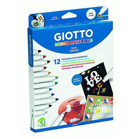 GIOTTO Italia GIOTTO logam kaca keramik pena cat air plastik 12 warna ...