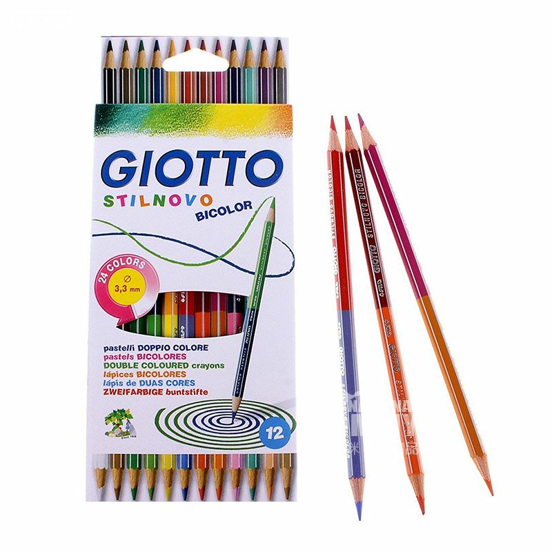 GIOTTO Italia GIOTTO lukisan segitiga besar grafiti pensil warna ganda warna 12 pack versi luar negeri