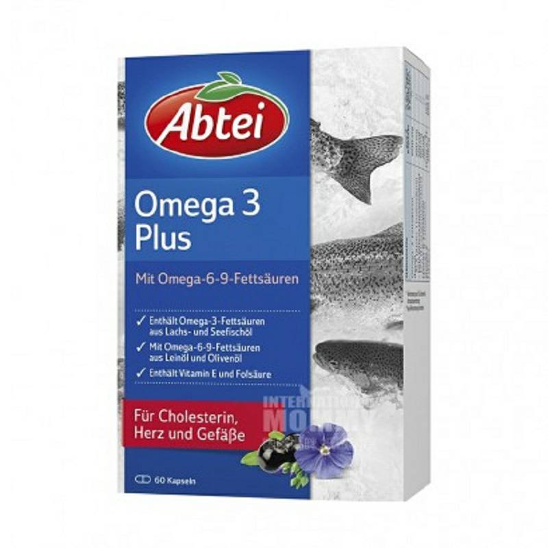 Abtei German Omega-3-6-9 kapsul minyak ikan laut / minyak zaitun / minyak biji rami di luar negeri