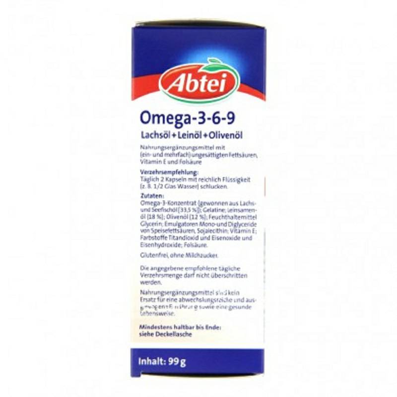 Abtei German Omega-3-6-9 kapsul minyak ikan laut / minyak zaitun / minyak biji rami di luar negeri