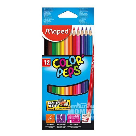 Maped France pensil segitiga berwarna yang mudah dipegang 12 paket edi...
