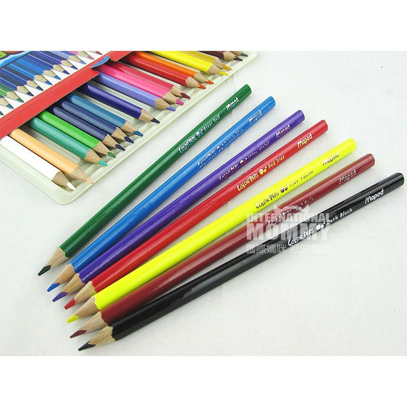 Maped France 24 pensil warna dengan tiang segitiga segitiga yang mudah dipegang Edisi Luar Negeri