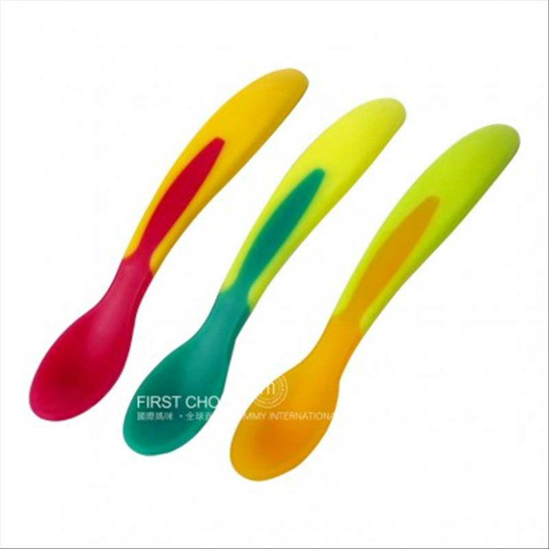 Reer Jerman bayi menangani panjang makanan pelengkap perubahan suhu warna sendok 3 paket versi luar negeri