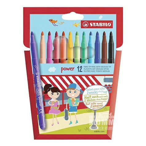 STABILO 12 pena cat air dicuci anak-anak Jerman edisi luar negeri