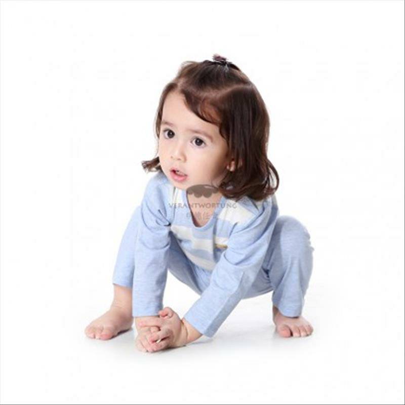 Verantwortung pria dan wanita bayi katun warna organik musim semi dan musim gugur piyama set bergaris klasik lengan panj